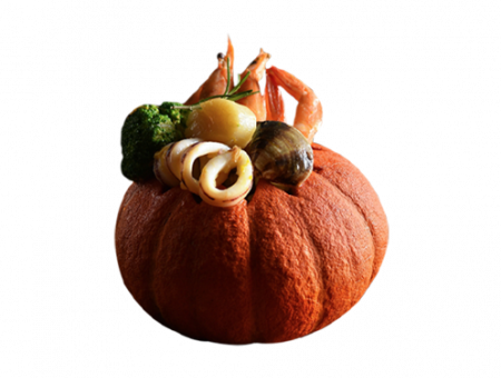 干貝海鮮燉飯南瓜盅〔季節限定〕